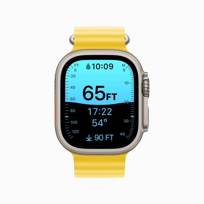 수정됨_Apple-Watch-Ultra-Yellow-Ocean-band-Depth-app-220907.jpg